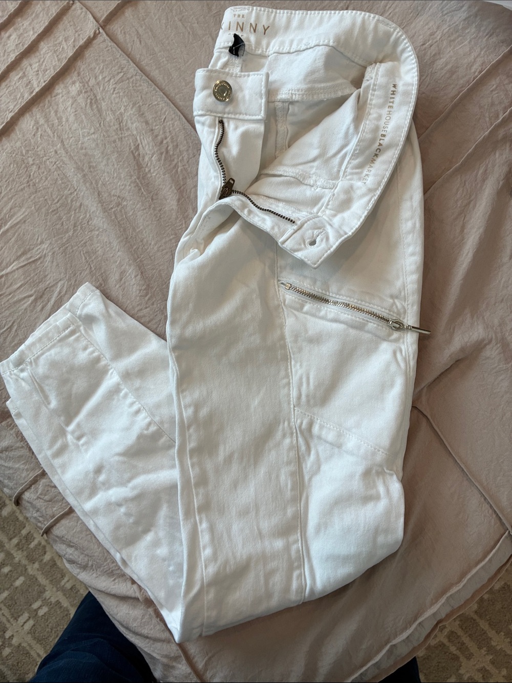 White House Black Market White Cargo Zip Pocket Pants